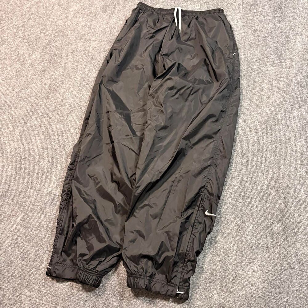 Vintage 90s Nike Lined Cuffed Black Windbrekaer Track Pants